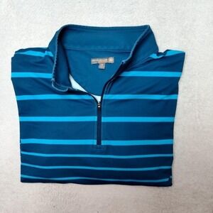 Peter Millar Pullover Mens XL Blue 1/4 Zip Striped Golf Perth Performance Crown